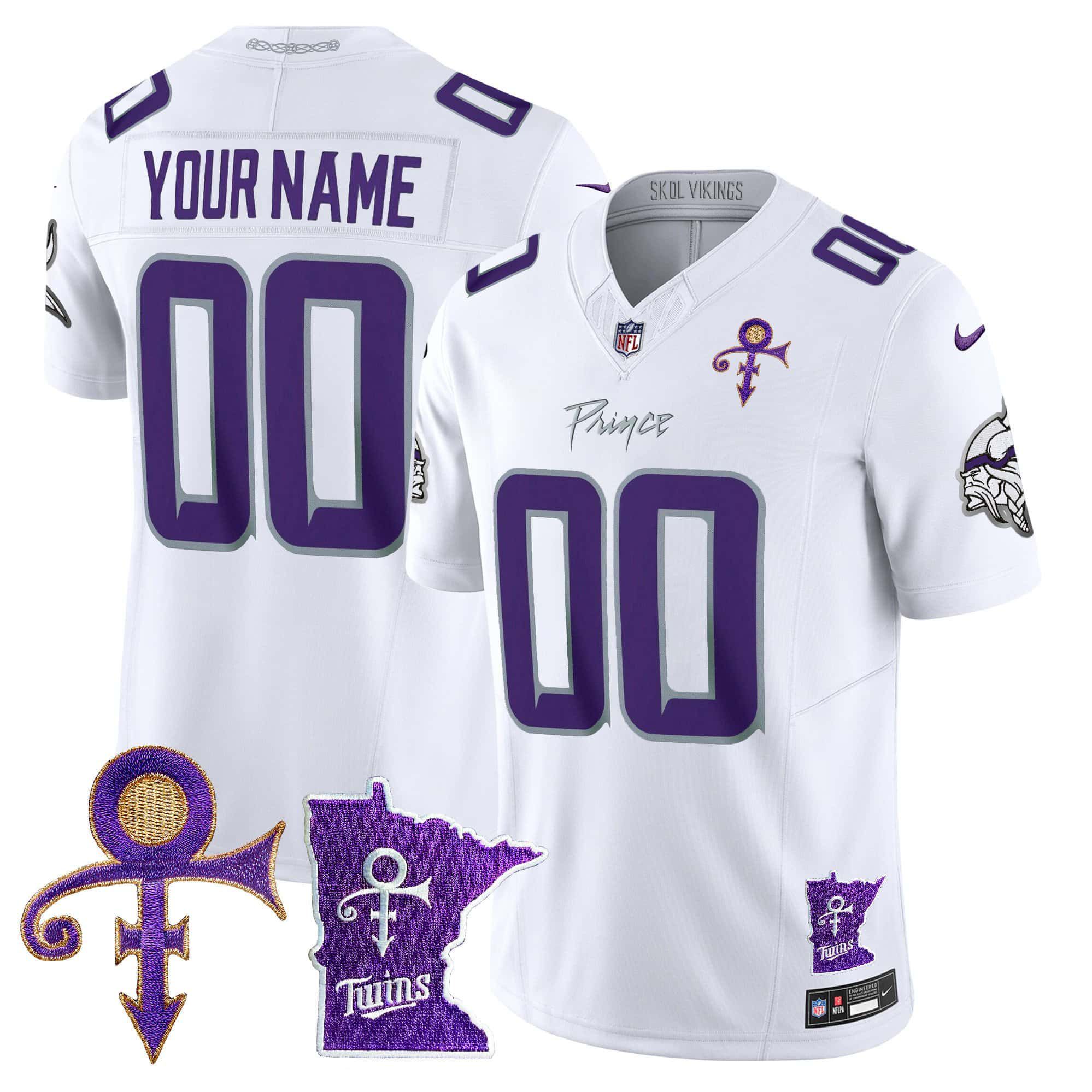Men Minnesota Vikings White 2024 Nike Prince Vapor Limited Custom NFL Jersey->customized nfl jersey->Custom Jersey